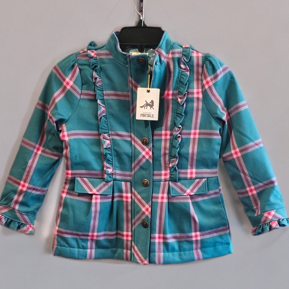 Kids Plaid Jacket - Teal and Pink